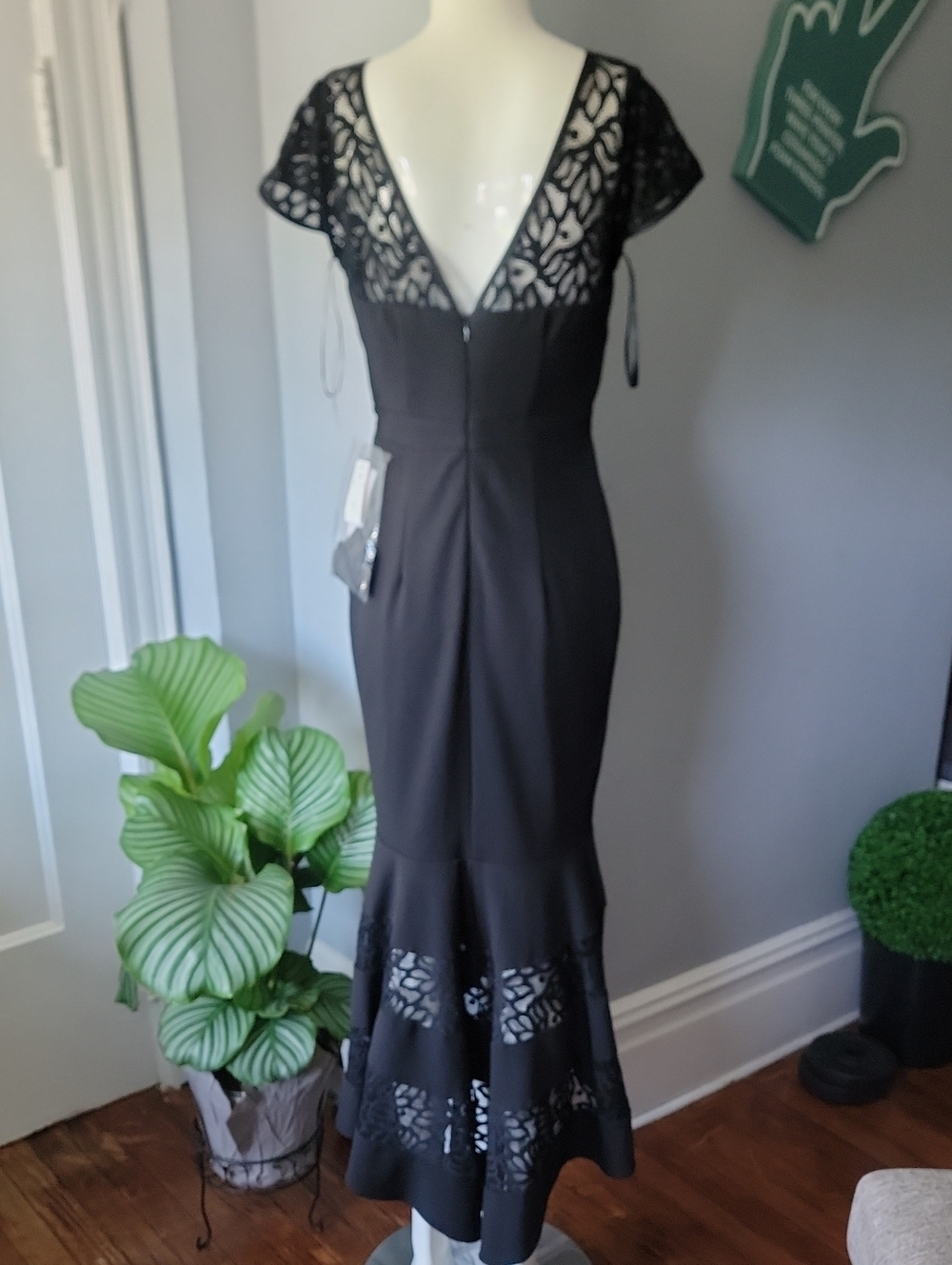 Xscape Black Lace Yoke Midi Dress